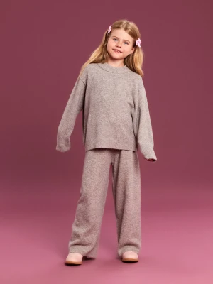 Sinsay - Dzianinowy komplet: sweter i spodnie wide leg - beżowy