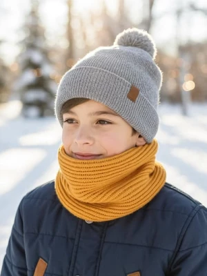 Sinsay - Dzianinowy szalik z ociepleniem - brązowy