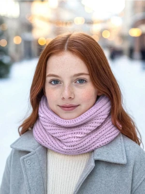 Sinsay - Dzianinowy szalik z ociepleniem - fioletowy