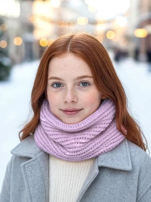 Sinsay - Dzianinowy szalik z ociepleniem - fioletowy