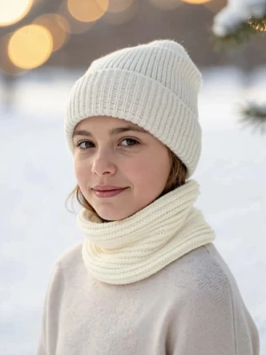 Sinsay - Dzianinowy szalik z ociepleniem - kremowy