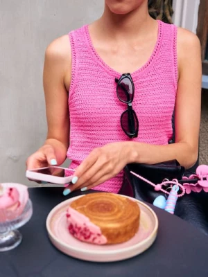 Sinsay - Dzianinowy top - różowy