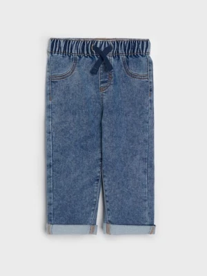 Sinsay - Elastyczne jeansy wiązane w talii - niebieski