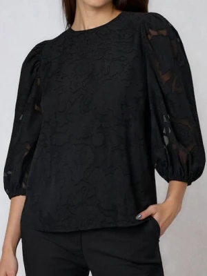 Sinsay - Elegancka bluzka z bufkami - czarny