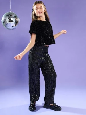 Sinsay - Elegancka bluzka z połyskującymi cekinami - czarny