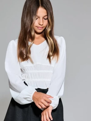 Sinsay - Elegancka koszula z ozdobnymi marszczeniami - biały