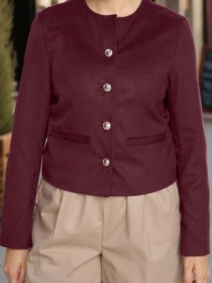 Sinsay - Elegancka kurtka z imitacji zamszu i ozdobnymi guzikami - bordowy