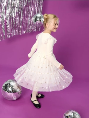 Sinsay - Elegancka sukienka babydoll - kremowy
