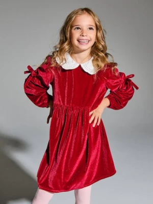 Sinsay - Elegancka sukienka babydoll z motywem świątecznym - bordowy