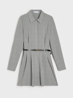 Sinsay - Elegancka sukienka koszulowa z paskiem - wielobarwny