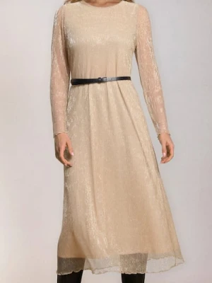 Sinsay - Elegancka sukienka szmizjerka z paskiem - złoty