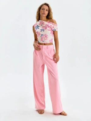Sinsay - Eleganckie klasyczne spodnie z domieszką wiskozy - różowy