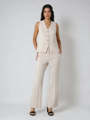 Sinsay - Eleganckie spodnie flare - kremowy