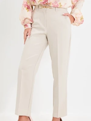 Sinsay - Eleganckie spodnie w kant - kremowy