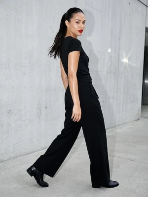 Sinsay - Eleganckie spodnie wide leg - czarny