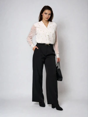 Sinsay - Eleganckie spodnie wide leg - czarny