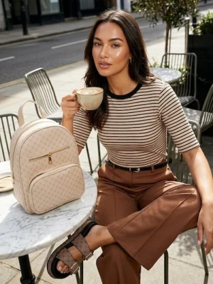 Sinsay - Eleganckie spodnie wide leg z paskiem - brązowy