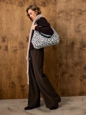 Sinsay - Eleganckie spodnie wide leg z przeszyciami - brązowy