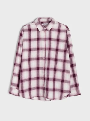 Sinsay - Flanelowa koszula w kratę z domieszką bawełny - wielobarwny