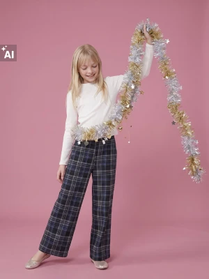 Sinsay - Flanelowe spodnie wide leg w kratę - wielobarwny