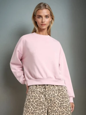 Sinsay - Gładka bluza z długim rękawem soft touch - różowy