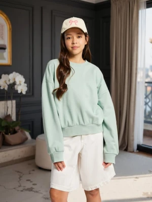 Sinsay - Gładka bluza z długim rękawem - zielony