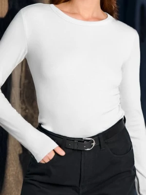 Zdjęcie produktu Sinsay - Gładka bluzka z długimi rękawami w prążek - biały