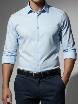 Sinsay - Gładka koszula basic - błękitny