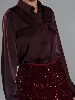 Sinsay - Gładka koszula z długim rękawem - czerwony