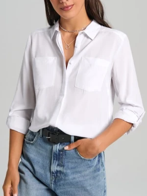 Sinsay - Gładka koszula z wiskozy - biały