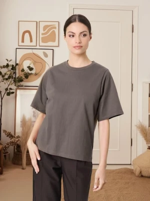 Sinsay - Gładka koszulka z krótkim rękawem - szary