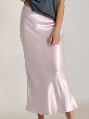 Sinsay - Gładka wiskozowa spódnica o satynowym wykończeniu - różowy