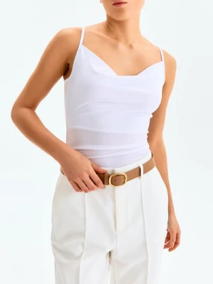 Sinsay - Gładki pasek z metalową klamrą - brązowy