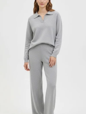 Sinsay - Gładki sweter z kołnierzem - szary