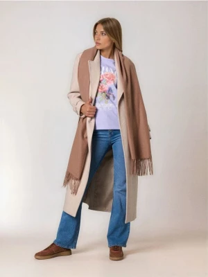 Sinsay - Gładki szalik z frędzlami - beżowy