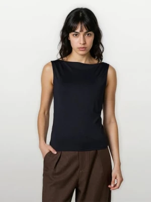 Sinsay - Gładki top bez rękawów - czarny