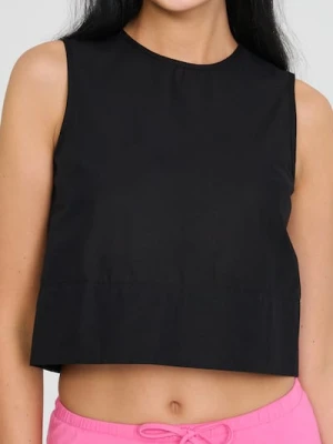 Sinsay - Gładki top koszulowy - czarny