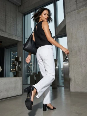 Sinsay - Gładki top koszulowy - czarny