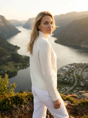 Sinsay - Golf z ozdobnymi rękawami - biały