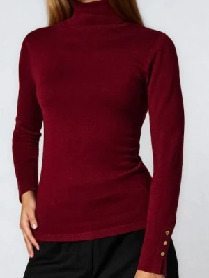 Sinsay - Golf z wiskozą i ozdobnymi guzikami - bordowy