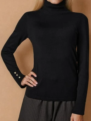 Sinsay - Golf z wiskozą i ozdobnymi guzikami - czarny