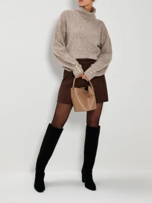 Sinsay - Golf ze zdrobieniami na rękawach - brązowy