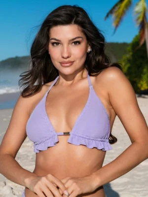 Sinsay - Góra od bikini z falbaną - fioletowy