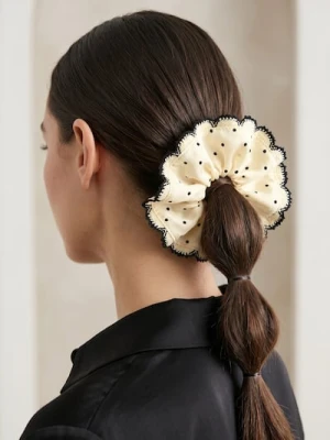 Sinsay - Gumka do włosów scrunchie w kropki - czarny