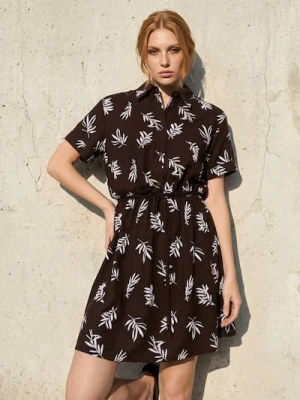 Sinsay - Haftowana sukienka mini z wiskozą i domieszką lnu - wielobarwny