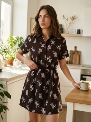 Sinsay - Haftowana sukienka mini z wiskozą i domieszką lnu - wielobarwny