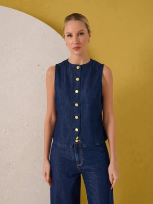 Sinsay - Jeansowa kamizelka z lyocellu z dodatkiem bawełny - niebieski