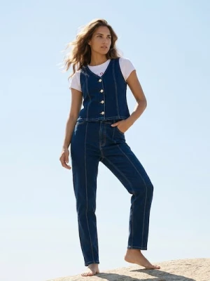 Sinsay - Jeansowa kamizelka z ozdobnymi guzikami - niebieski