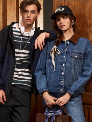 Sinsay - Jeansowa katana z kołnierzykiem - niebieski