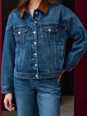 Sinsay - Jeansowa katana z kołnierzykiem - niebieski